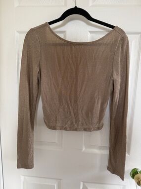 Sparkle Long-Sleeve Backless in Taupe